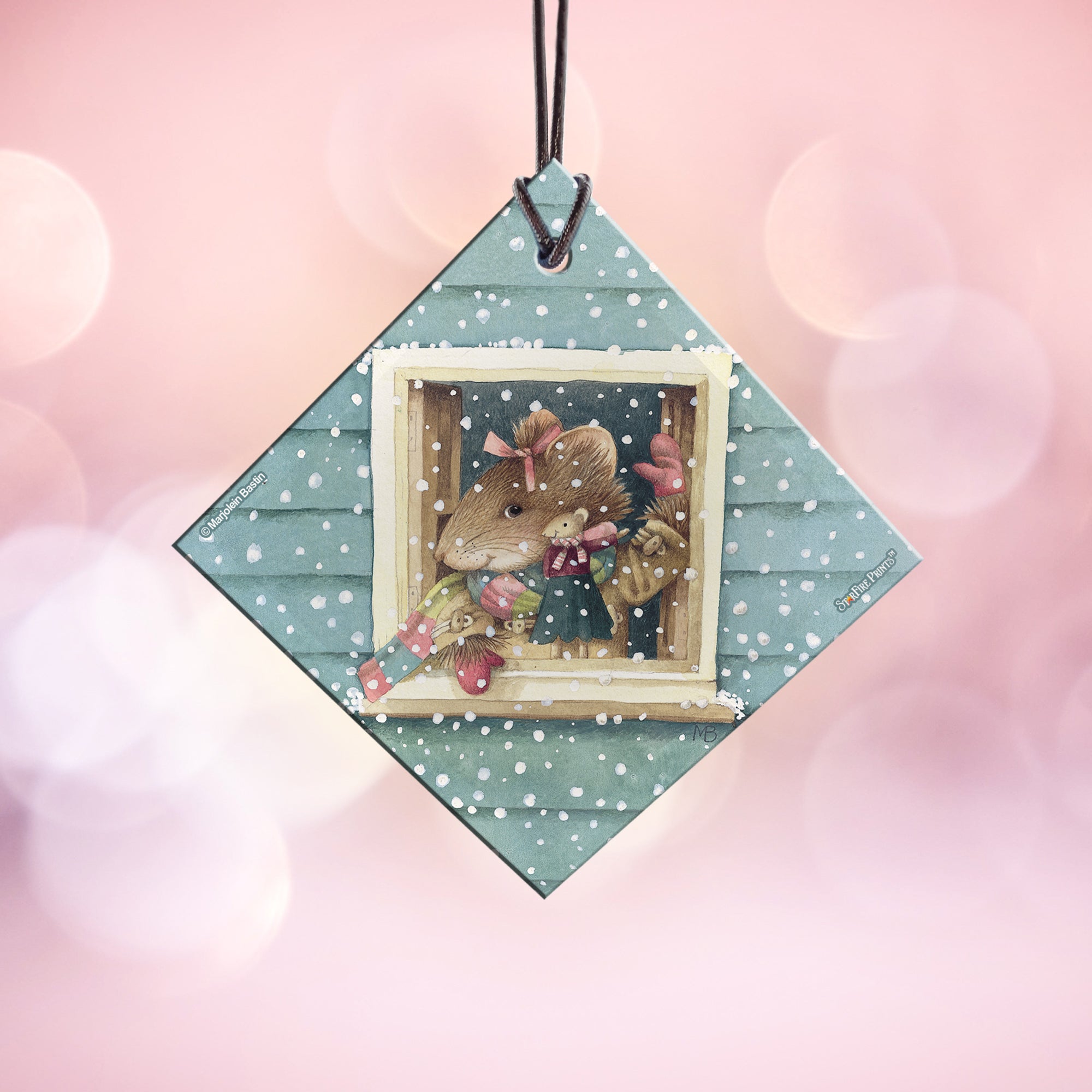 Marjolein Bastin (Vera the Mouse Says Hello) StarFire Prints™ Hanging Glass Print SPSQU836
